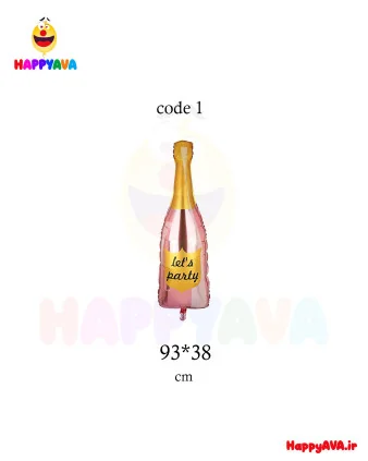 بادکنک فویلی شیشه شامپاین Lets party
